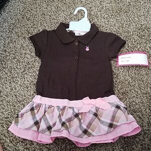 Kid Zone Girl’s Brown/Pink Dress Size 24 Months Toddler Outfit